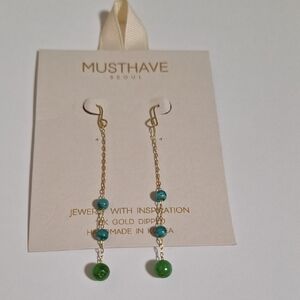 Must Have Gold and Teal Beaded Earrings